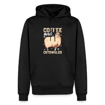 Kaffee und Cotswold-Schaf - Männer Premium Bio Hoodie - Schwarz - Vorne - Nico (187cm)