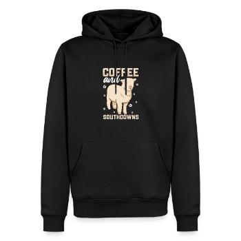Kaffee und Southdown-Schaf - Männer Premium Bio Hoodie - Schwarz - Vorne - Nico (187cm)