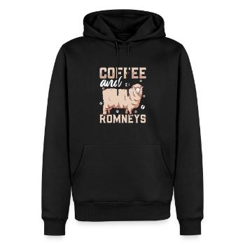 Kaffee und Romney-Schaf - Männer Premium Bio Hoodie - Schwarz - Vorne - Nico (187cm)