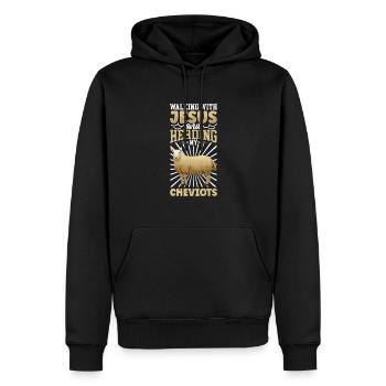Jesus und Schaf - Cheviot-Schaf - Männer Premium Bio Hoodie - Schwarz - Vorne - Nico (187cm)