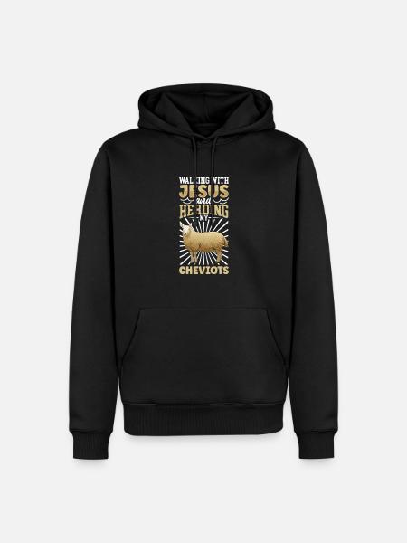 Jesus und Schaf - Cheviot-Schaf - Männer Premium Bio Hoodie - Schwarz