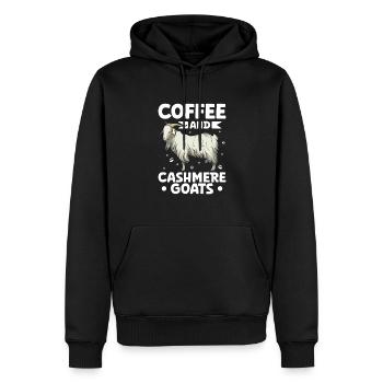 Kaffee und Kaschmirziege - Männer Premium Bio Hoodie - Schwarz - Vorne - Nico (187cm)