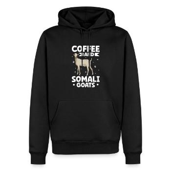 Kaffee und Gallaziege - Männer Premium Bio Hoodie - Schwarz - Vorne - Nico (187cm)