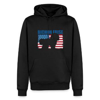 Bichon Frise - Sweat à capuche Premium bio Homme - noir - Devant - Nico (187cm)