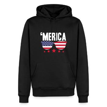 Amerika Sonnenbrille USA Merica 4. Juli - Männer Premium Bio Hoodie - Schwarz - Vorne - Nico (187cm)