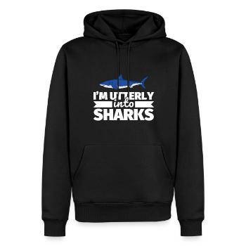 Requins dictons amusants pour les amoureux des requins - Sweat à capuche Premium bio Homme - noir - Devant - Nico (187cm)