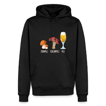 Pilze Sammeln Bier Spruch Pilzsammler - Männer Premium Bio Hoodie - Schwarz - Vorne - Nico (187cm)