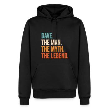 DAVE THE MAN THE MYTH THE LEGEND - Men’s Premium Organic Hoodie - black - Front - Nico (187cm)