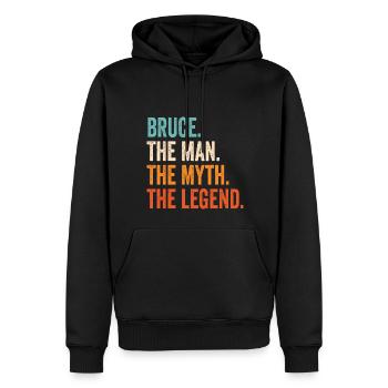 Bruce The Man The Myth The Legend - Men’s Premium Organic Hoodie - black - Front - Nico (187cm)