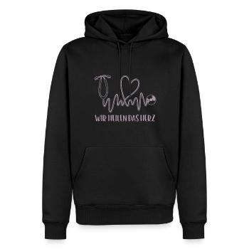 Herzformiges Stethoskop: Wir heilen das Herz - Männer Premium Bio Hoodie - Schwarz - Vorne - Nico (187cm)