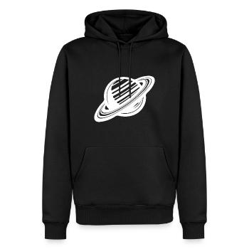 Planète aux anneaux avec système d’anneaux dans le système solaire - Sweat à capuche Premium bio Homme - noir - Devant - Nico (187cm)
