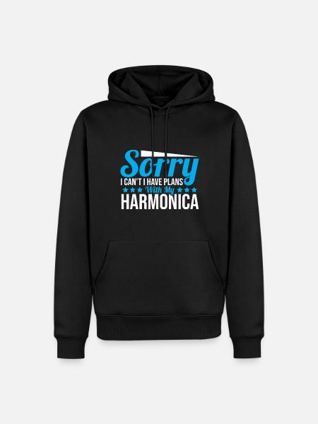 Playing Harmonica Gift - Men’s Premium Organic Hoodie - black