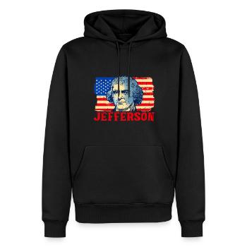 Thomas Jefferson - Männer Premium Bio Hoodie - Schwarz - Vorne - Nico (187cm)