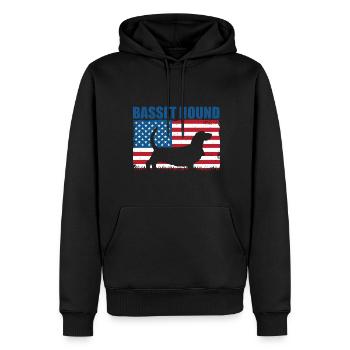 Basset Hound - Sweat à capuche Premium bio Homme - noir - Devant - Nico (187cm)