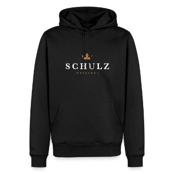 Schulz Original Familienlogo - Männer Premium Bio Hoodie - Schwarz - Vorne - Nico (187cm)