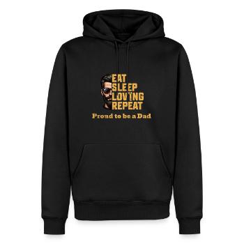 Stolzer Papa - Eat Sleep Loving Repeat - Männer Premium Bio Hoodie - Schwarz - Vorne - Nico (187cm)