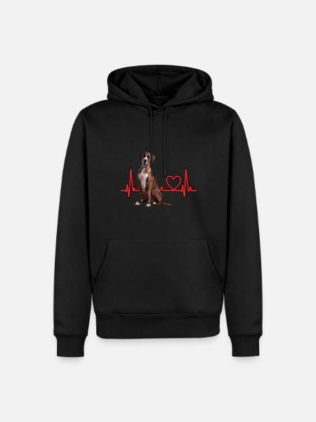 Herzschlag-Geschenk für Hunde - Männer Premium Bio Hoodie - Schwarz