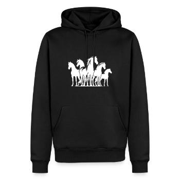 Knuffige Pferdebande Pferde auf dem Reitplatz - Männer Premium Bio Hoodie - Schwarz - Vorne - Nico (187cm)