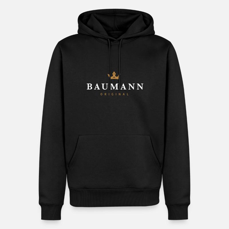 Baumann Original Familienlogo - Männer Premium Bio Hoodie - Schwarz