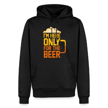 Ich bin nur wegen des Bieres hier - Männer Premium Bio Hoodie - Schwarz - Vorne - Nico (187cm)