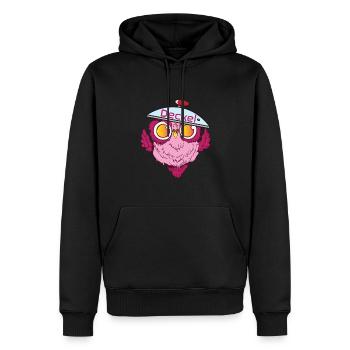 Eule im Pärchenlook mit Deckel ohne Topf - Männer Premium Bio Hoodie - Schwarz - Vorne - Nico (187cm)