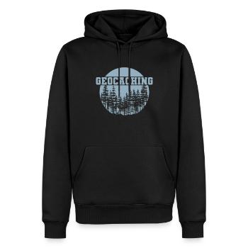 Geocaching im Wald - Männer Premium Bio Hoodie - Schwarz - Vorne - Nico (187cm)