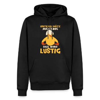 Unterschätz mich ruhig - Männer Premium Bio Hoodie - Schwarz - Vorne - Nico (187cm)