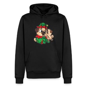 Elf Mops kuscheln Weihnachtskleid - Männer Premium Bio Hoodie - Schwarz - Vorne - Nico (187cm)