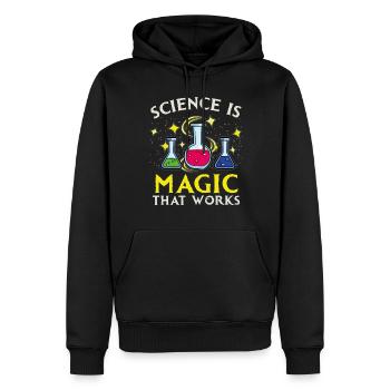 Wissenschaft ist Magie, die funktioniert - Männer Premium Bio Hoodie - Schwarz - Vorne - Nico (187cm)