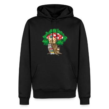Cozy Tree Cottage Toad Tree Fort House - Sweat à capuche Premium bio Homme - noir - Devant - Nico (187cm)
