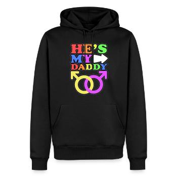 Er ist mein Papa Homosexuell Eltern Kind mit 2 - Männer Premium Bio Hoodie - Schwarz - Vorne - Nico (187cm)