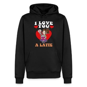Je t’aime un Latte Coffee Cappuicino - Sweat à capuche Premium bio Homme - noir - Devant - Nico (187cm)