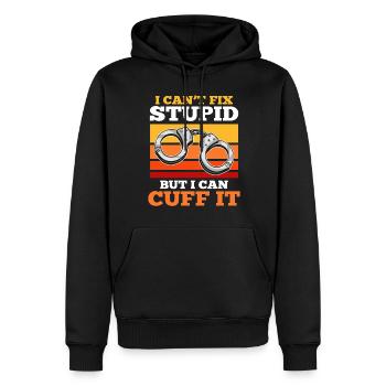 Ich kann Stupid nicht reparieren Aber ich kann es - Männer Premium Bio Hoodie - Schwarz - Vorne - Nico (187cm)