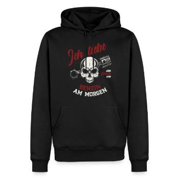 Ich liebe den Geruch von Benzin am Morgen - Männer Premium Bio Hoodie - Schwarz - Vorne - Nico (187cm)