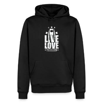Live Love Cornhole Spiel Freizeit Hobby - Männer Premium Bio Hoodie - Schwarz - Vorne - Nico (187cm)