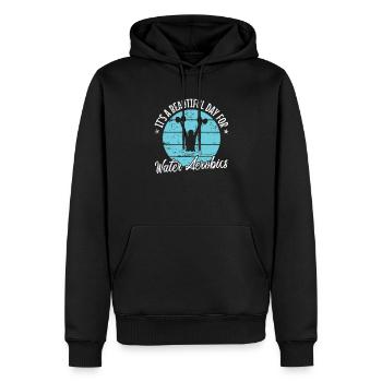 C’est une belle journée pour l’aquagym - Sweat à capuche Premium bio Homme - noir - Devant - Nico (187cm)