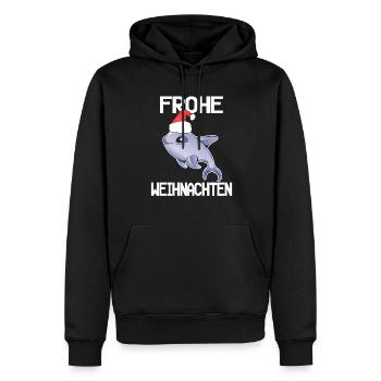Delfin Frohe Weihnachten - Männer Premium Bio Hoodie - Schwarz - Vorne - Nico (187cm)