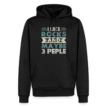 Collectionneur de roches Géologie Géologue lapidaire Minéral - Sweat à capuche Premium bio Homme - noir - Devant - Nico (187cm)