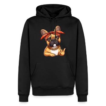 Frenchie Le Rappeur - Sweat à capuche Premium bio Homme - noir - Devant - Nico (187cm)