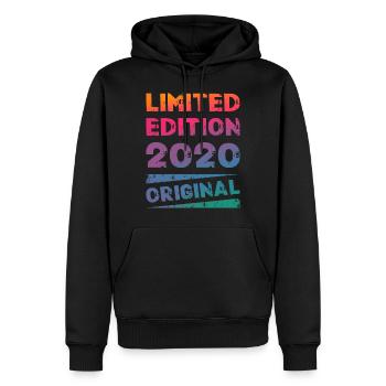 Édition Limitée Fête d’Anniversaire Millésime 2020 - Sweat à capuche Premium bio Homme - noir - Devant - Nico (187cm)