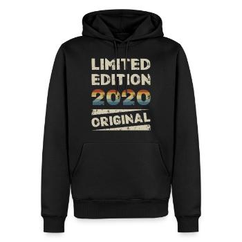 Édition Limitée Fête d’Anniversaire Millésime 2020 - Sweat à capuche Premium bio Homme - noir - Devant - Nico (187cm)