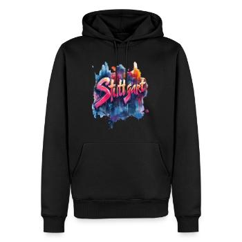 Stuttgart - Männer Premium Bio Hoodie - Schwarz - Vorne - Nico (187cm)