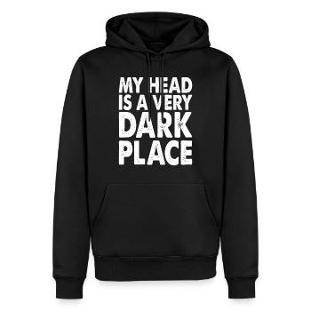Ma tête est un endroit très sombre - Sweat à capuche Premium bio Homme - noir - Devant - Nico (187cm)