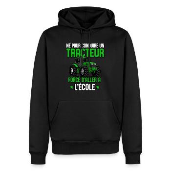 Tracteur Papa Enfant Garçons Fermier Agriculteur - Sweat à capuche Premium bio Homme - noir - Devant - Nico (187cm)