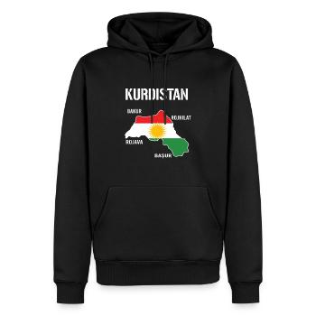 Kurdistan Flagge Bakur Bashur Rojava Rojhlt Newroz - Männer Premium Bio Hoodie - Schwarz - Vorne - Nico (187cm)