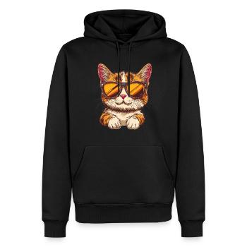 Katze mit Sonnenbrille - Männer Premium Bio Hoodie - Schwarz - Vorne - Nico (187cm)