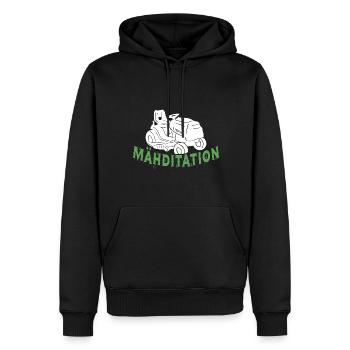 Mähditation Rasenmäher Rasenmähen - Männer Premium Bio Hoodie - Schwarz - Vorne - Nico (187cm)