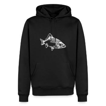 Vintage Karpfen - grimmiger Karpfenfisch - Männer Premium Bio Hoodie - Schwarz - Vorne - Nico (187cm)