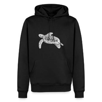 Kleine schwimmende Wasserschildkröte - Männer Premium Bio Hoodie - Schwarz - Vorne - Nico (187cm)
