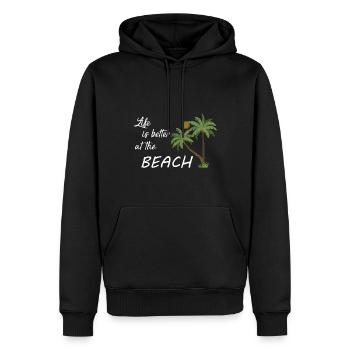 Life is better at the beach - Männer Premium Bio Hoodie - Schwarz - Vorne - Nico (187cm)